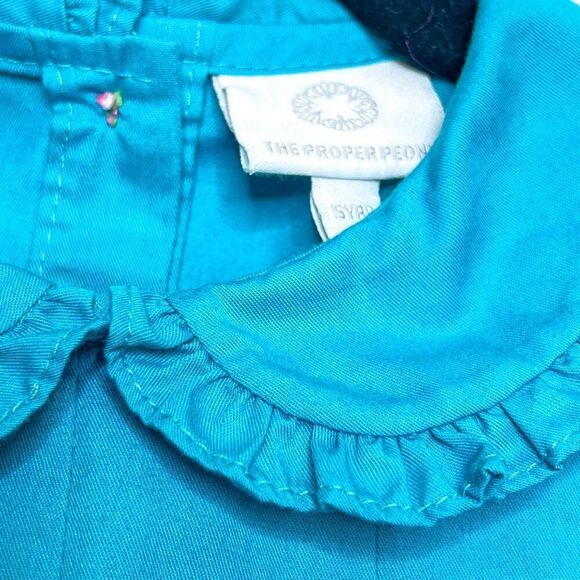 New! The Proper Peony Teal Pleated Pan Collared Spring Easter Dress Size 5 - Picture 6 of 6